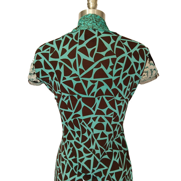 Anac Designed by Kimi Vintage Y2K Mesh Midi Dress Size M Blue Floral Polka Dot - Picture 7 of 9